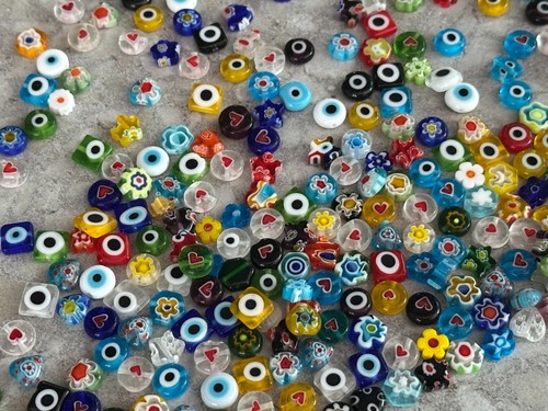 Millefiori glasperlen flach - glasperlen,