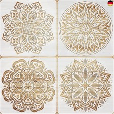 4 Große Schablone Mandala Stencil Schablonen Zeichnen Set, Kunststoff 