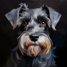 Poster Bild Kunstdruck Wandbild Gemälde Leinwand  30x30 cm Hund Zwergschnauzer