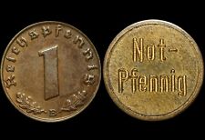 KURIOS: 1 Pfennig, umgearbeitet. 2. WELTKRIEG - MIT GRAVUR "NOTPFENNIG"