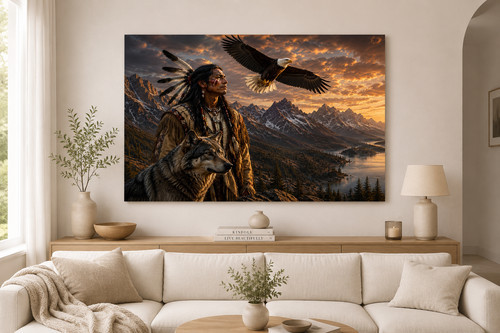 Indianer mit adler und wolf - mit,