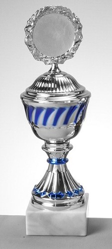 Pokal silber blau höhe 263 - pokal, silber-blau