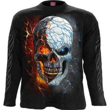 T-Shirt Spiral Direct DIVIDED SOUL LANGARM Biker Goth Skull Soul Reaper Fire