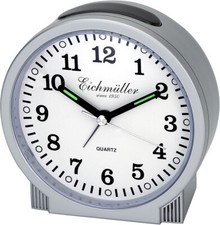 Eichmüller Wecker Silber mit schleichender Sekunde ohne lästiges ticken Licht