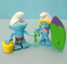 Schlumpf im Eimer + Schlumpfine mit Surfbrett  = 2 Figuren komplett JAKKS TOP