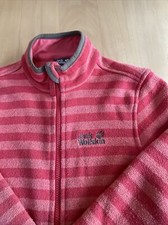 Jack Wolfskin Fleece-Jacke gestreift Logo Tatze bestickt rot Gr.140 *NP 79€*