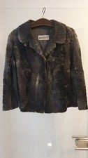 Echt Pelz Persianer Damen Jacke Mantel Grau/Schwarz Gr.40