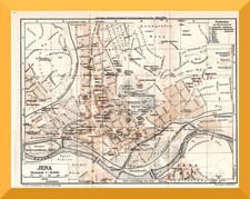 Jena +Historischer Stadtplan+ ca. 100 Jahre alt +Straßenbahnlinien, Carl-Zeiss