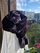 Schal Damen extrem weich Fell Imitat Webpelz Schwarz 29x147cm Stola