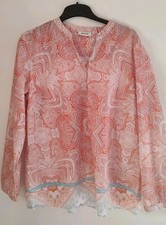 Tolle Bluse von Malvin Gr. 44 in orange weiß hellblau