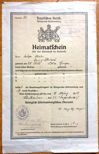 Heimatschein des königreichs - heimatschein,