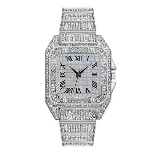 Luxus iced out uhr silber - uhr,
