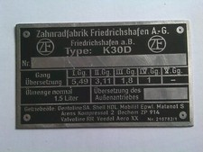 Nameplate ZF plate gearbox k