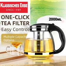 Teekanne mit Edelstahlsieb Glas Teekanne 2,0L hitzebeständiges Borosilikatglas