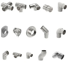 Edelstahl V2A Rohrverbinder Rohrbogen Wandanker 42,4 Rohr Verbinder Steckfitting