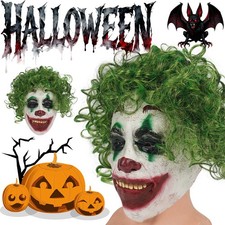 Halloween Clown Maske  Realistische Joker Masken Horror Vollkopfmaske mit Haaren