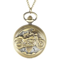 THU-11 Taschenuhr Sprungdeckeluhr Uhr Pocket Watch Motorrad Biker Bike open
