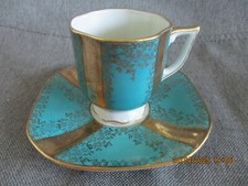 alka kunst bavaria kronach Kaffetasse mit Untertasse Serie Alice  Grün- gold