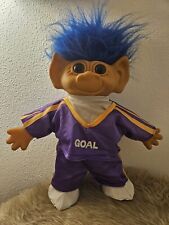 Uneeda Troll Vintage Blaue Haare Goal Trikot Lila 40cm Groß 90er #8
