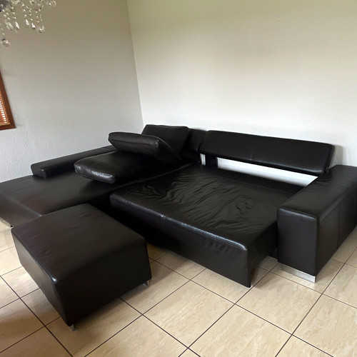 Leder ecksofa braun - leder,