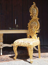 WUNDERSCHÖNER HOCHSTUHL RÜCKENLEHNE GOLD MIT BLATTGOLD VERSACE STIL EINES SCHLOSSES 