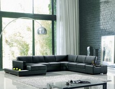 Schwarzes Ecksofa in U-Form