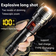 Rechargeable LED Flashlight Tactical Police Super Bright Torch Zoomable O4K3❃