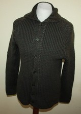 Handgemachte Herren Strickjacke Wolle Aran Fischer Outdoor Grün ca. Gr. S