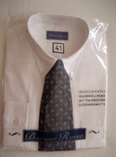 Barone Rosso Herren-Hemd 41 weiss langarm m. hochwertiger Seidenkrawatte Neu+OVP