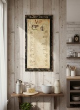 Vintage Magnetische Memo Tafel "Dairy Fresh Milk" | Einkaufsliste Retro