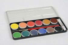Malkasten Farbkasten Schule Kinder 12 Deckfarben Wasserfarben Blech 80er vintage