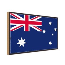 Holzschild 30x40 cm Australien Retro Australia Flagge Fahne Wappen Deko Geschenk