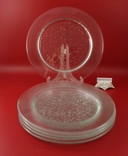 Schönwald Glas - 5 Stück Glas Teller flach 25,5 cm. rund mit Fahne, Relief