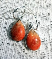 Ohrringe mit Schaumkoralle, 925er Silber - Koralle - Schaum - Rot