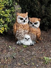 Gartenfigur Eulenpaar mit Kind
