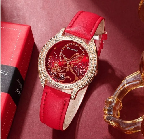 Damen armbanduhr rot gold 40mm - armbanduhr,