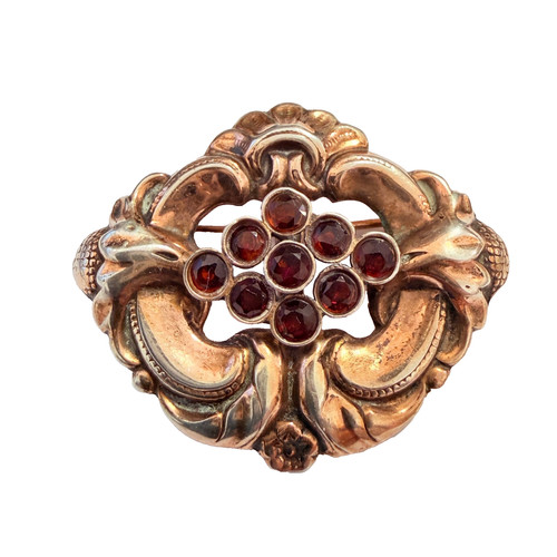 Vintage silberbrosche granat - vintage,