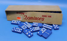 Domino Blaue Steine - Double Nine Metal Spin Spiel Bramy Brand 90er | Komplett 