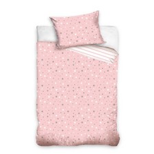 Sterne Streifen Baby/Kinder Bettwäsche in Rosa 40x60 + 100x135 cm 100% Baumwolle