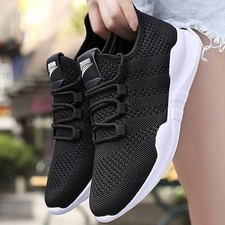 Schwarze Strick-Sneaker Damen Herren, Bequeme Laufschuhe Sportschu Outdoor 38-41