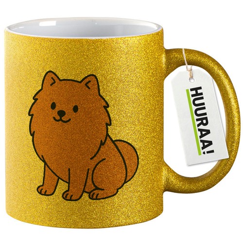 Glitzertasse zwergspitz comic - glitzertasse,