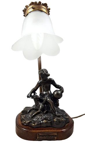 Bronze figur tischlampe - figur,
