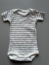 PETIT BATEAU♥ BODY EINTEILER STRAMPLER ♥ BABIES ♥ GR.54 CM1  MONAT ♥ WEISS GRAU