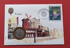 FRANKREICH 2 FRANCS 1982 SET PRE EURO COIN STAMP COVER MOULIN ROUGE PARIS