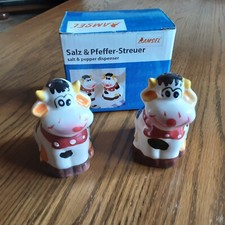 Amsel Salz-/und Pfefferstreuer, Kuh-Design, Kühe bunt, aus Feinporzellan