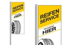Fahne Auslegerfahne Werbefahne "Reifenservice" Reifen-Service Autohaus