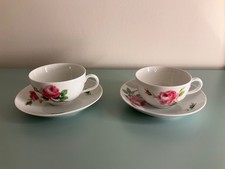 Meissen 2 Set Teetassen mit Untertassen Rote Rose 2 Wahl