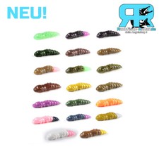 Forellenköder Pupa Gummiköder Trout Worm Larve 38mm Bienenmade Aroma UV Aktiv