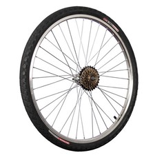 Laufrad 26 Zoll Hinterrad Hohlkammer + 6 fach Shimano Zahnkranz + Fahrrad Reifen