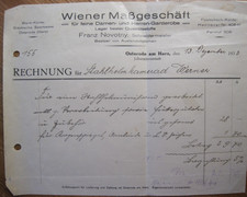Osterode, Wiener Maßgeschäft/Johannisvorstadt,alte Rechnung von 1933